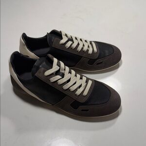 Rick Owens Black Low-top Sneakers With Suede Inserts In Leather Woman